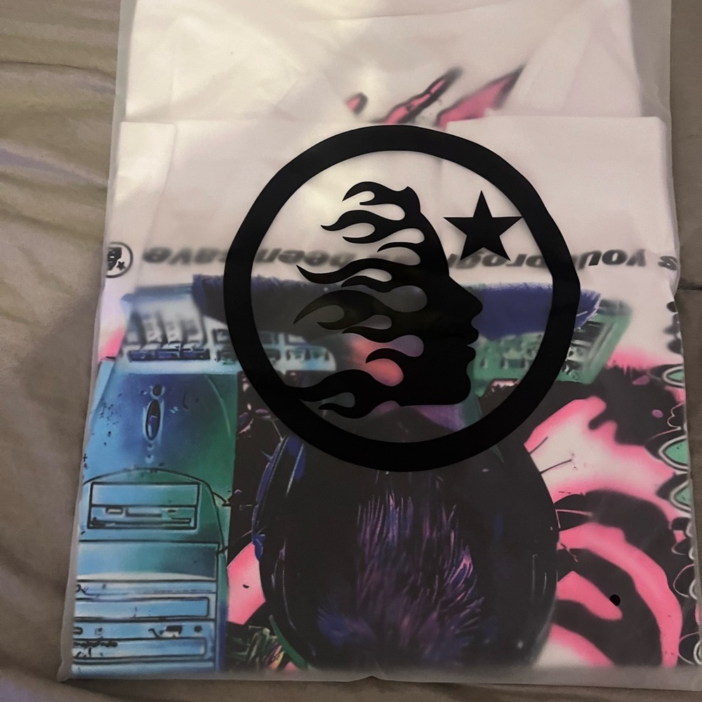 “Saved”white multi-colored Hellstar shirt Xl